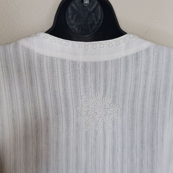 Daphne New York white beaded tunic top 1x - Picture 8 of 8